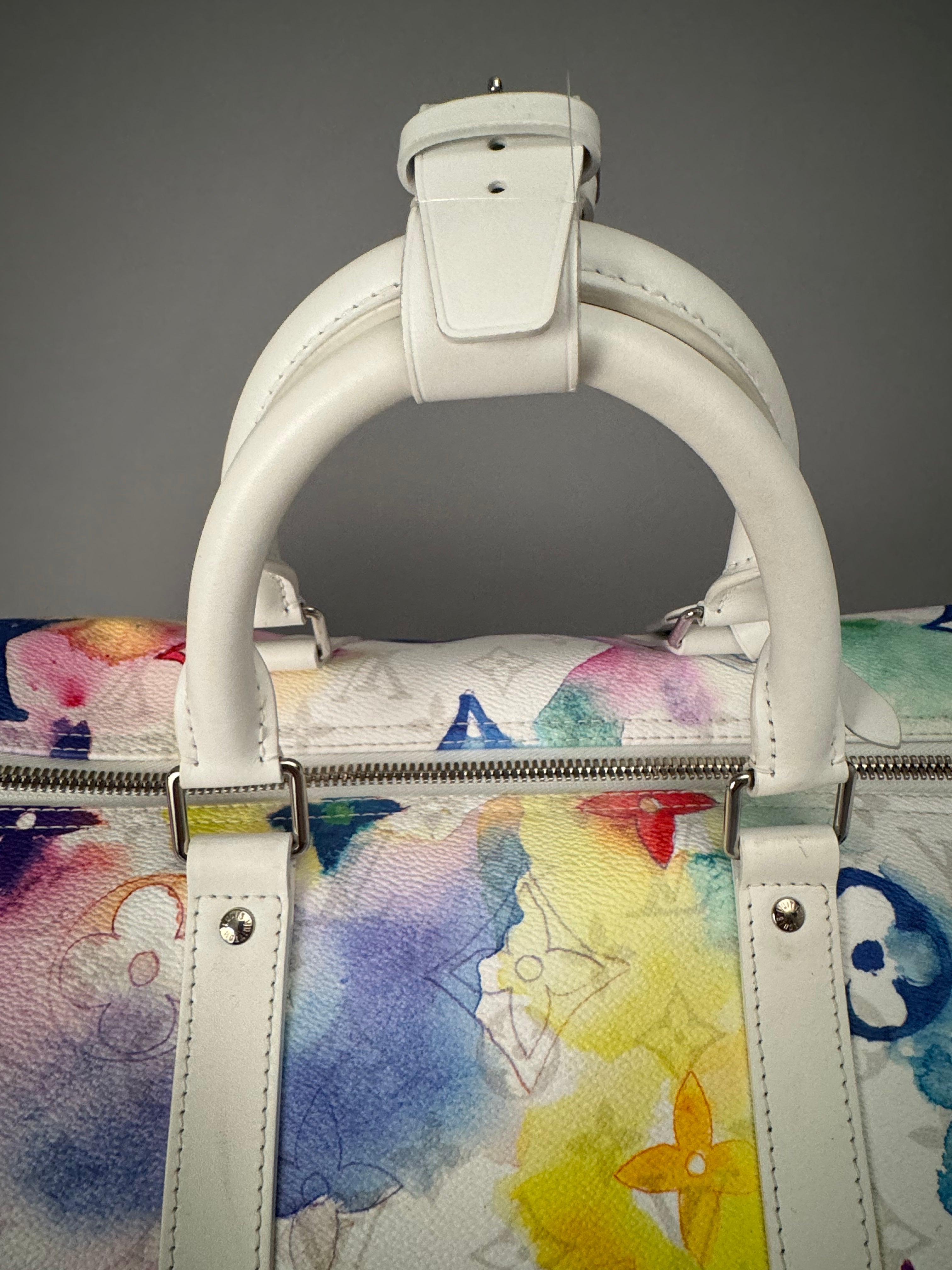 10204 Authentic Pre-Loved Louis Vuitton Keepall Bandouliere Bag Limited Edition Monogram Watercolor Canvas Size 50