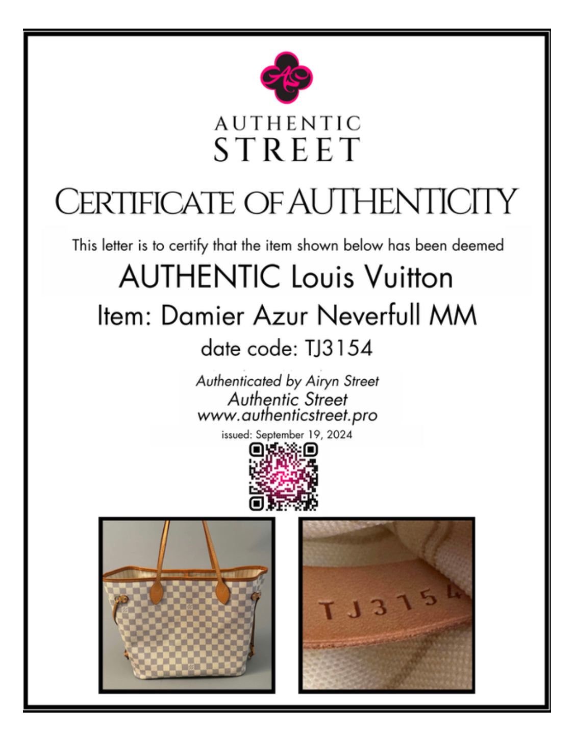 10225 Authentic Pre-loved Louis Vuitton Neverfull MM in Azur Canvas