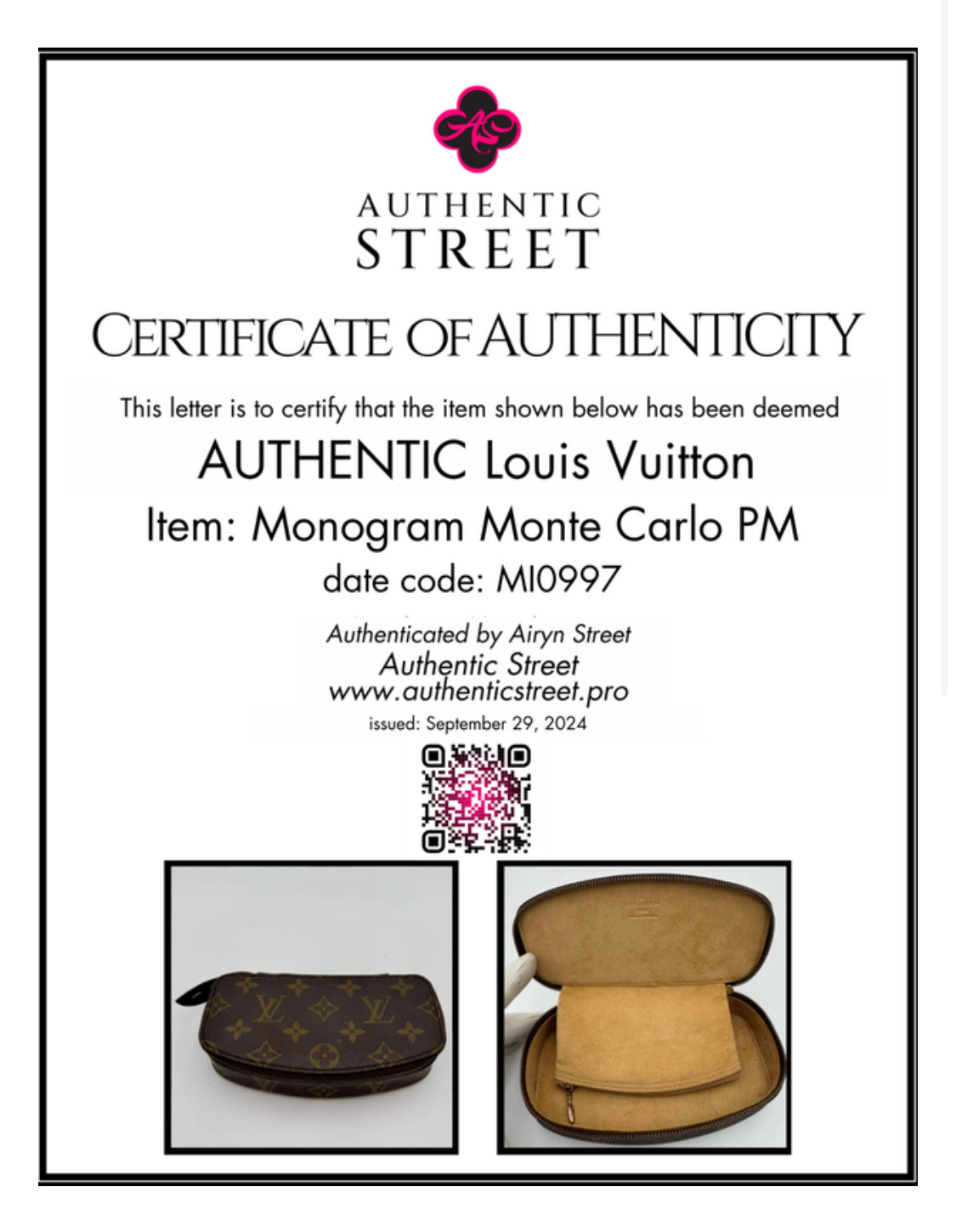 10321 Authentic Pre-loved Louis Vuitton
Monte Carlo PM Jewelry Case