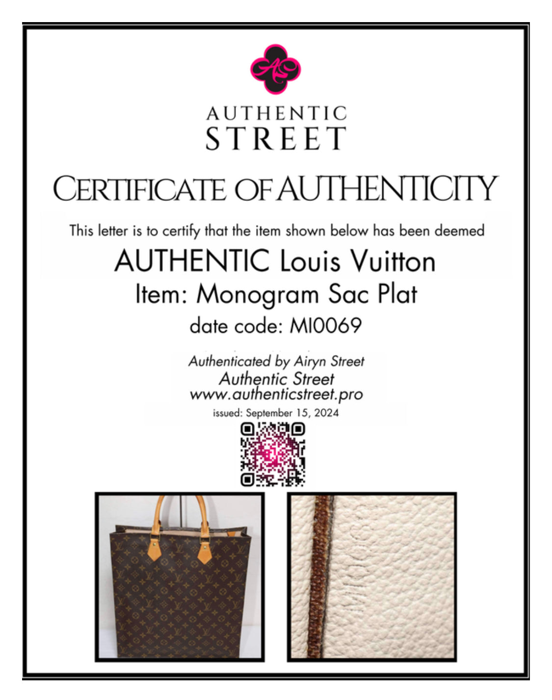 10085 Authentic Pre-loved Louis Vuitton Sac Plat in Monogram Canvas