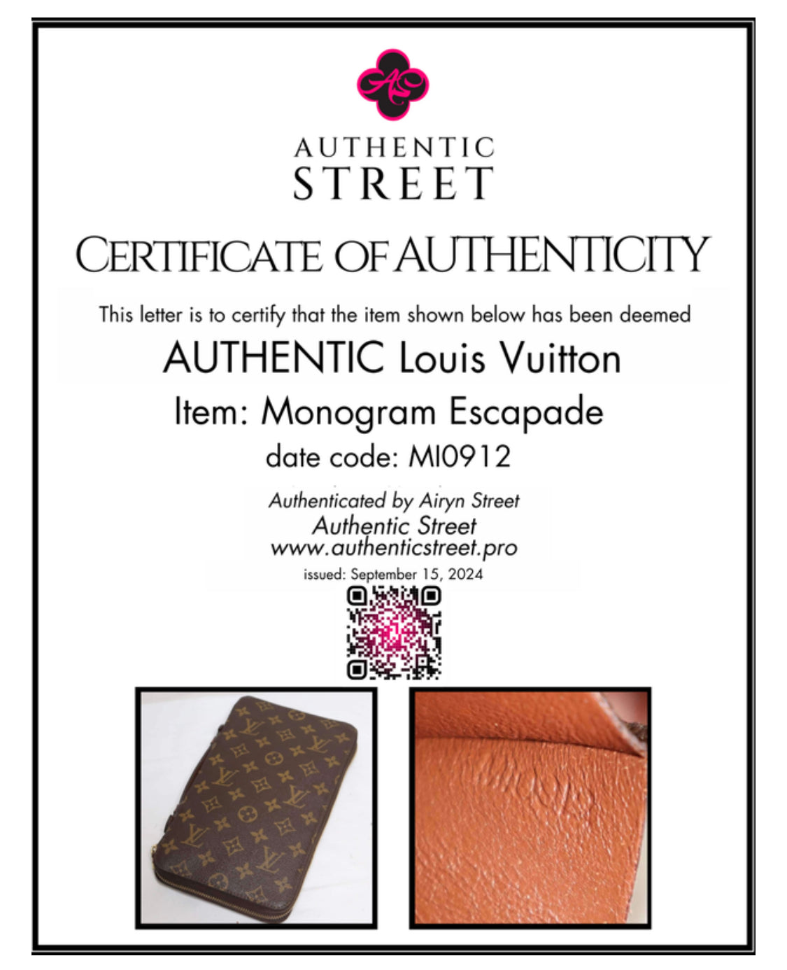 10050 Authentic Pre-loved Louis Vuitton Poche Escapade Bifold Organizer in Monogram Canvas