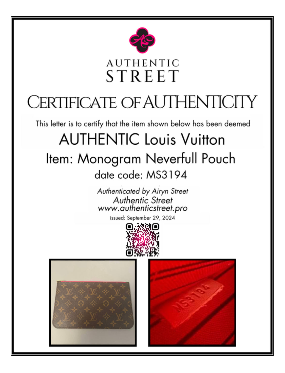 10295 Authentic Pre-loved Louis Vuitton Pochette in Monogram Canvas