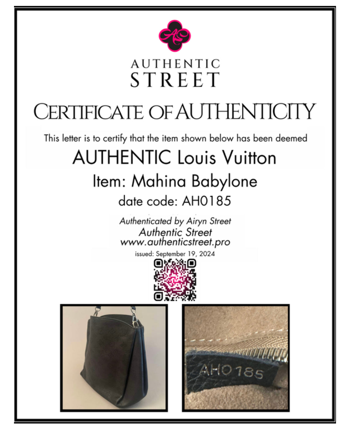 10208 Authentic Pre-loved Louis Vuitton Babylone MM in Mahina Leather