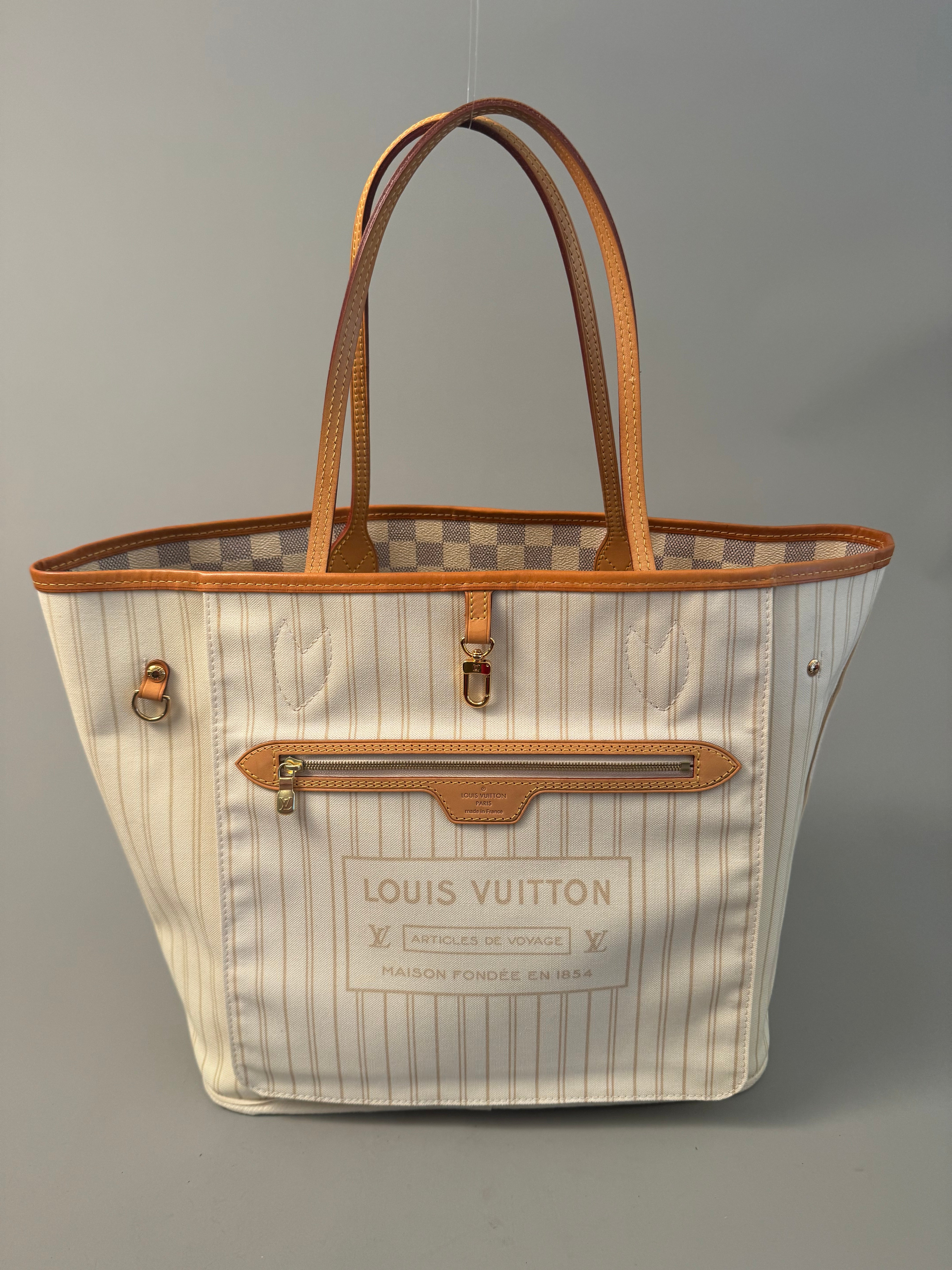 10225 Authentic Pre-loved Louis Vuitton Neverfull MM in Azur Canvas