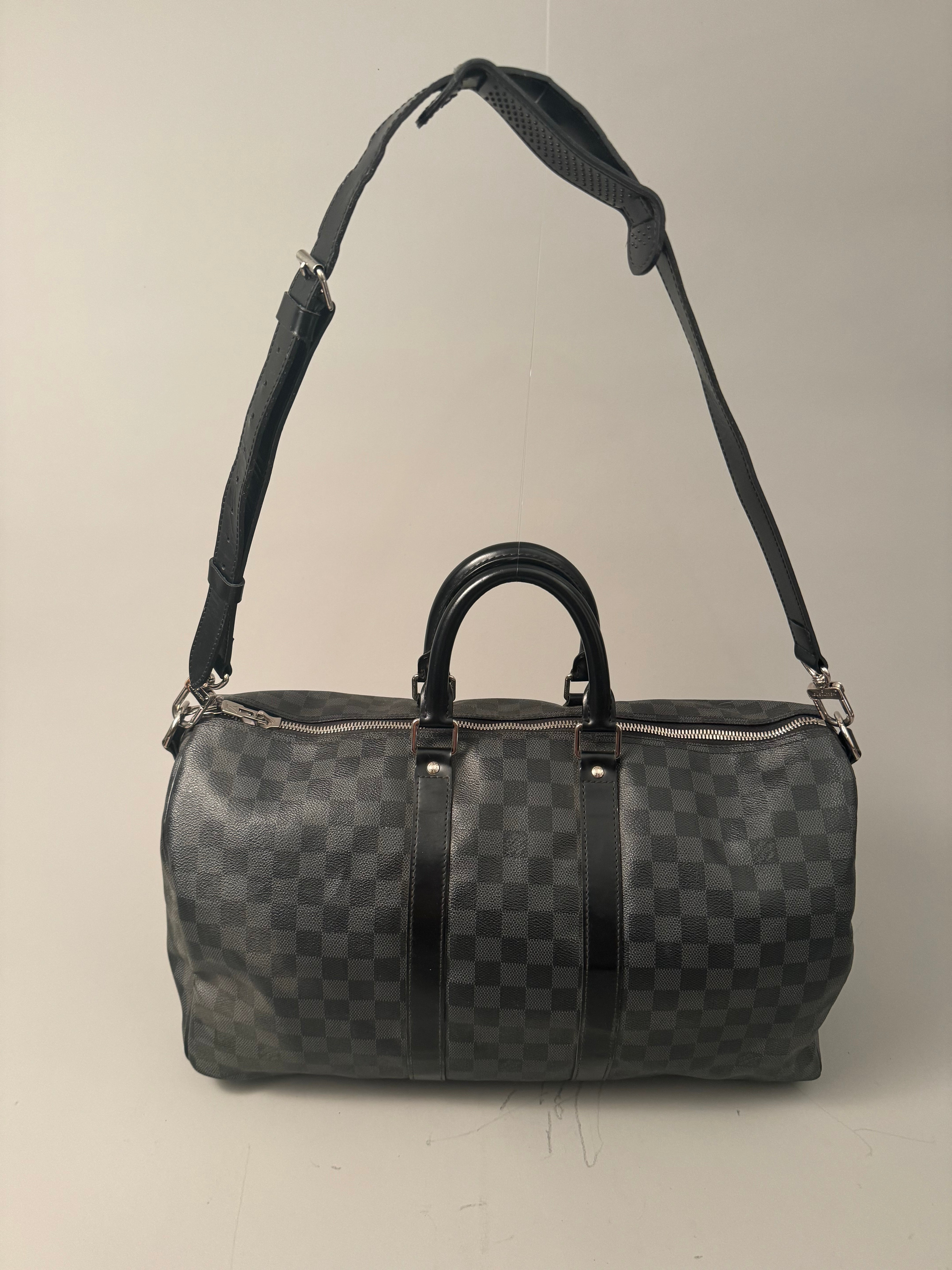 10237 Authentic Pre-Loved Louis Vuitton Keepall Bandouliere 45 in Damier Graphite Canvas