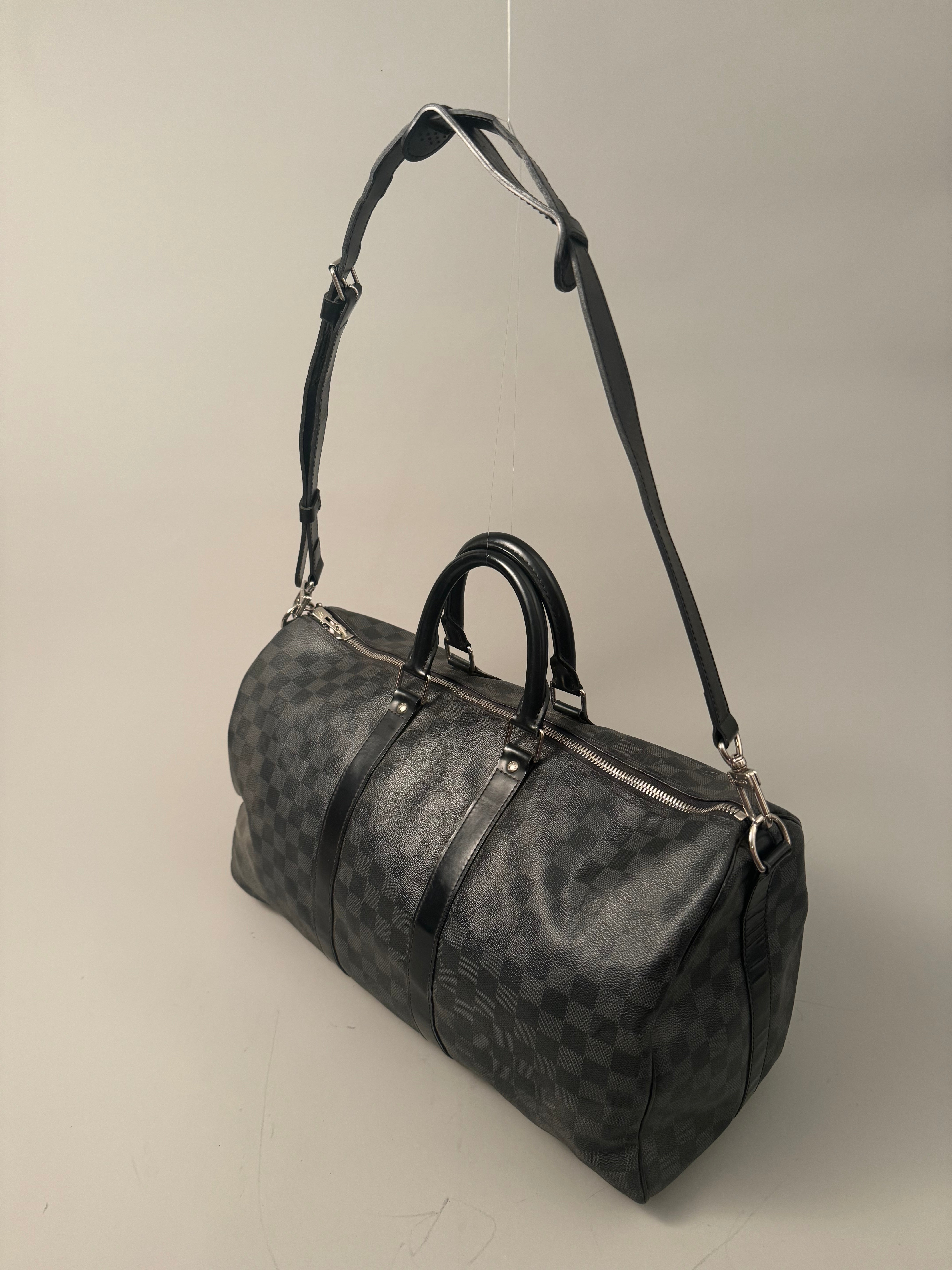 10237 Authentic Pre-Loved Louis Vuitton Keepall Bandouliere 45 in Damier Graphite Canvas