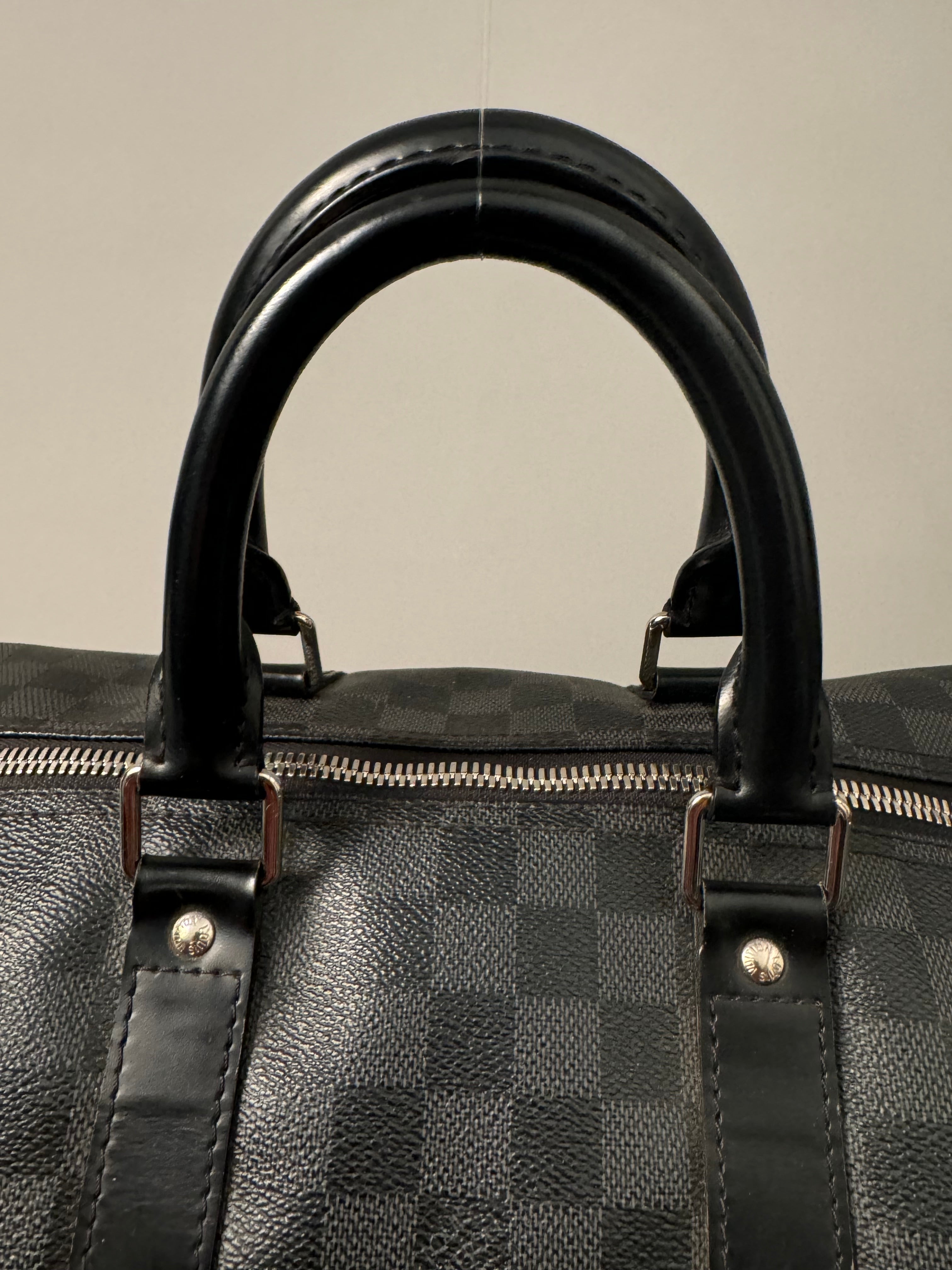 10237 Authentic Pre-Loved Louis Vuitton Keepall Bandouliere 45 in Damier Graphite Canvas