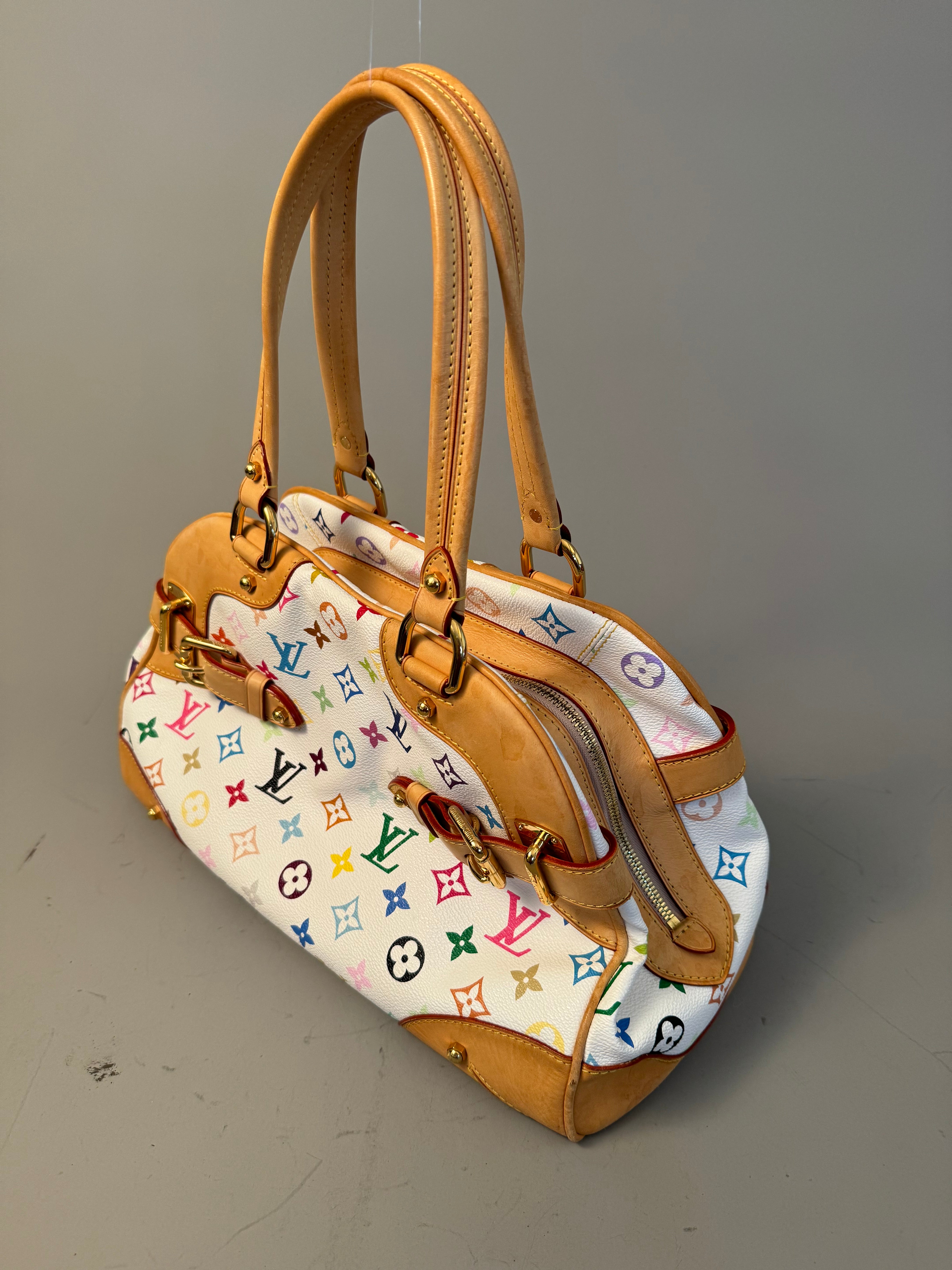 10255 Authentic Pre-Loved Louis Vuitton Claudia in White Multicolor Canvas