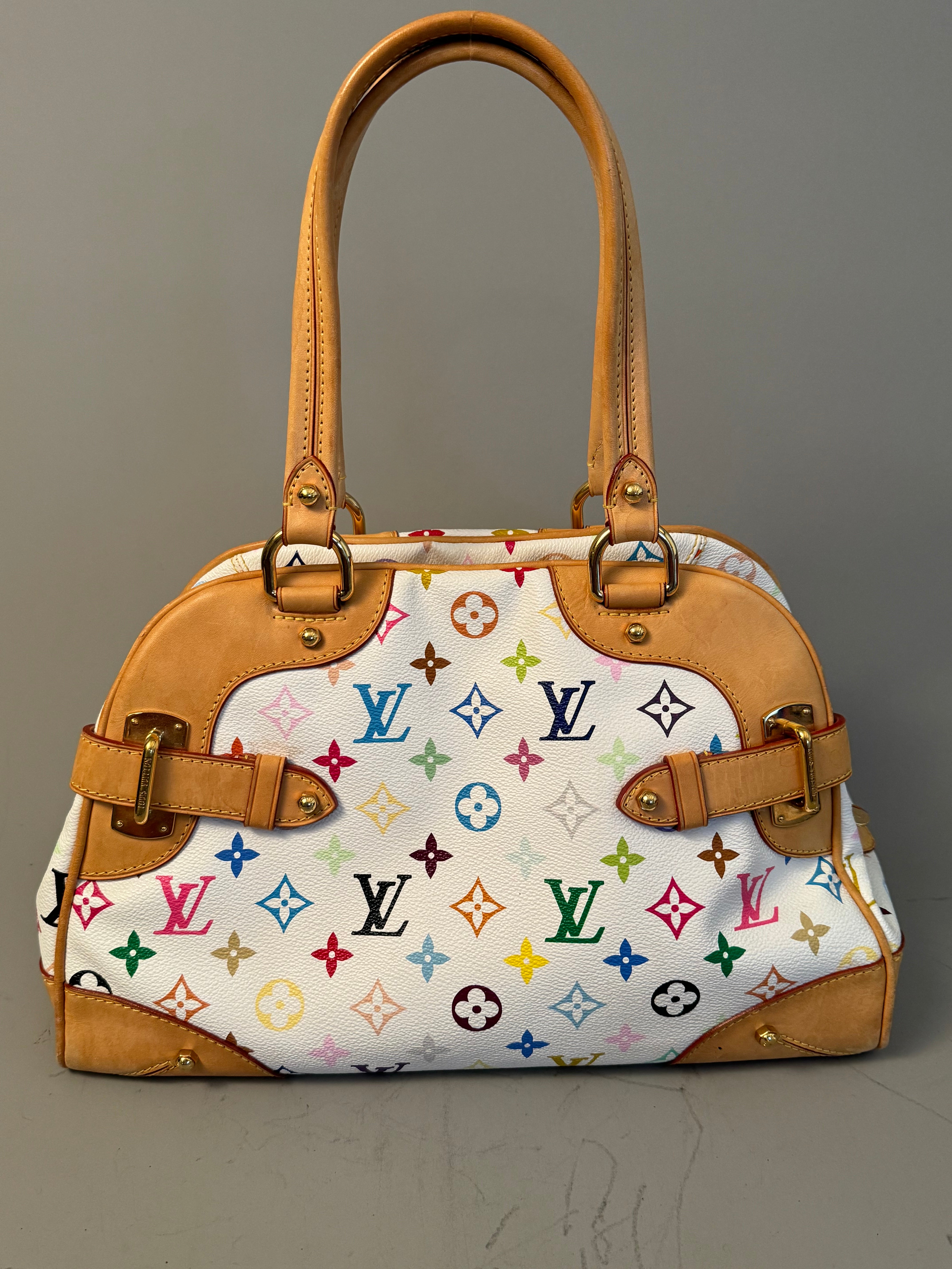 10255 Authentic Pre-Loved Louis Vuitton Claudia in White Multicolor Canvas