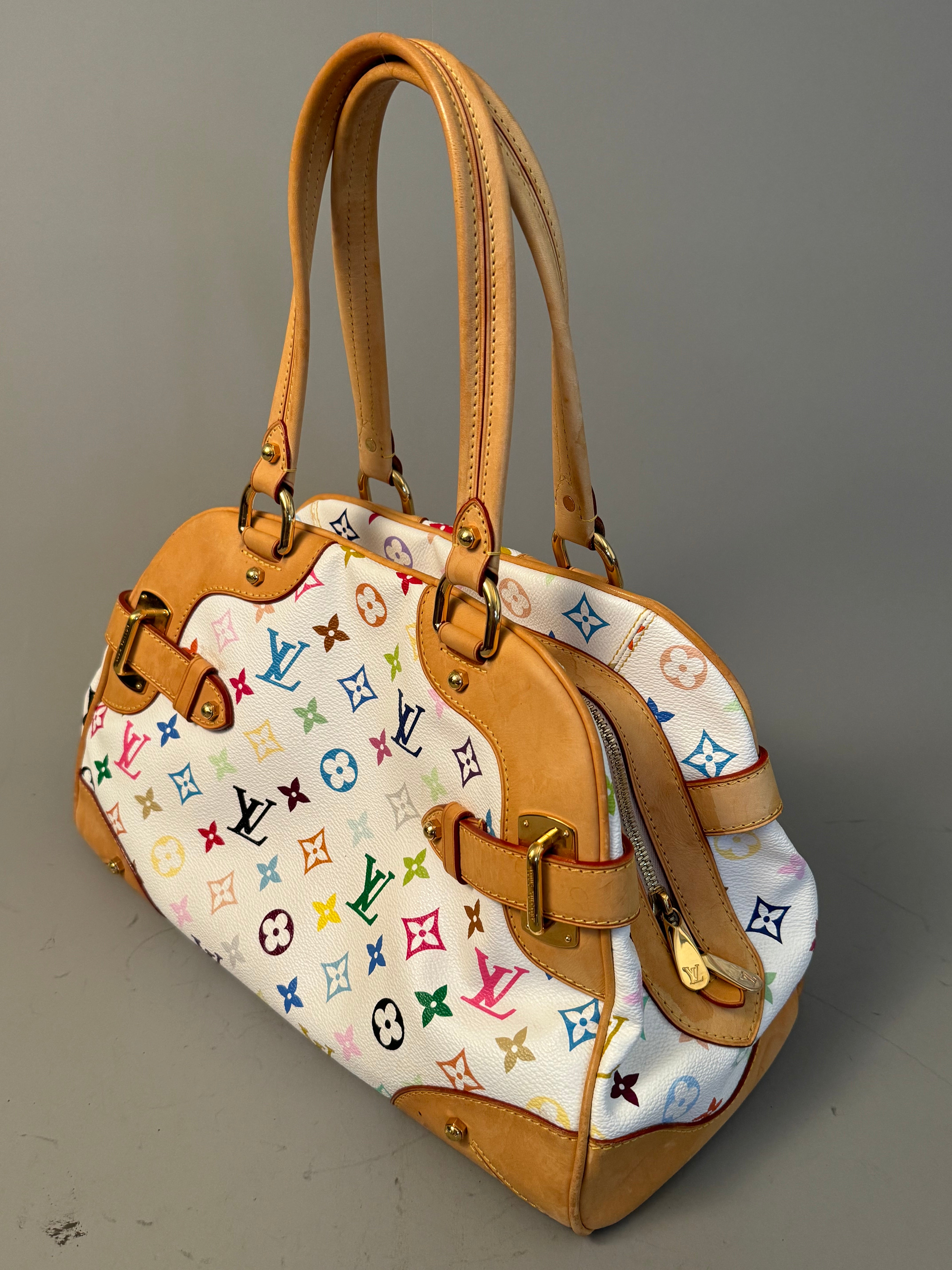 10255 Authentic Pre-Loved Louis Vuitton Claudia in White Multicolor Canvas