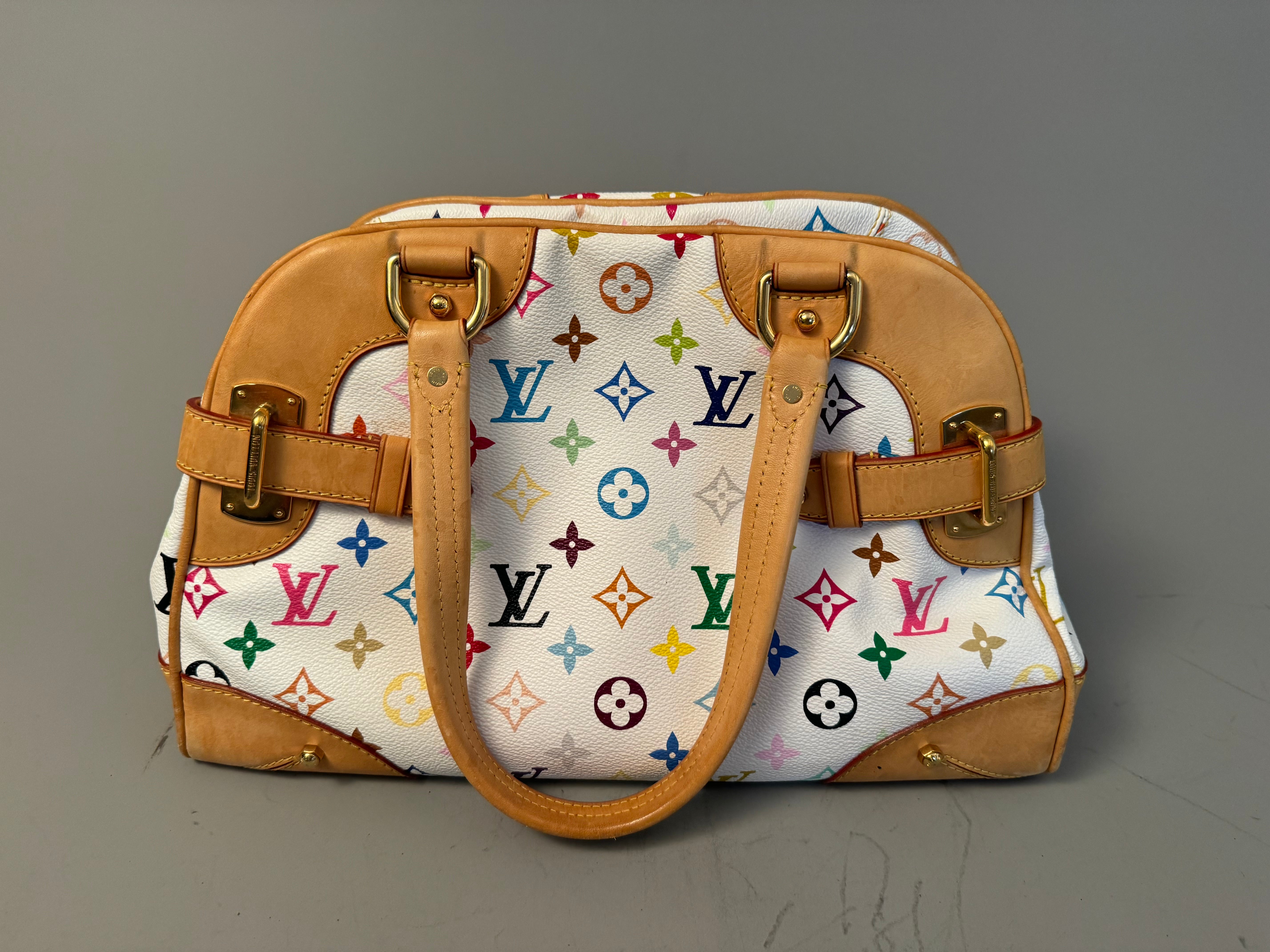 10255 Authentic Pre-Loved Louis Vuitton Claudia in White Multicolor Canvas