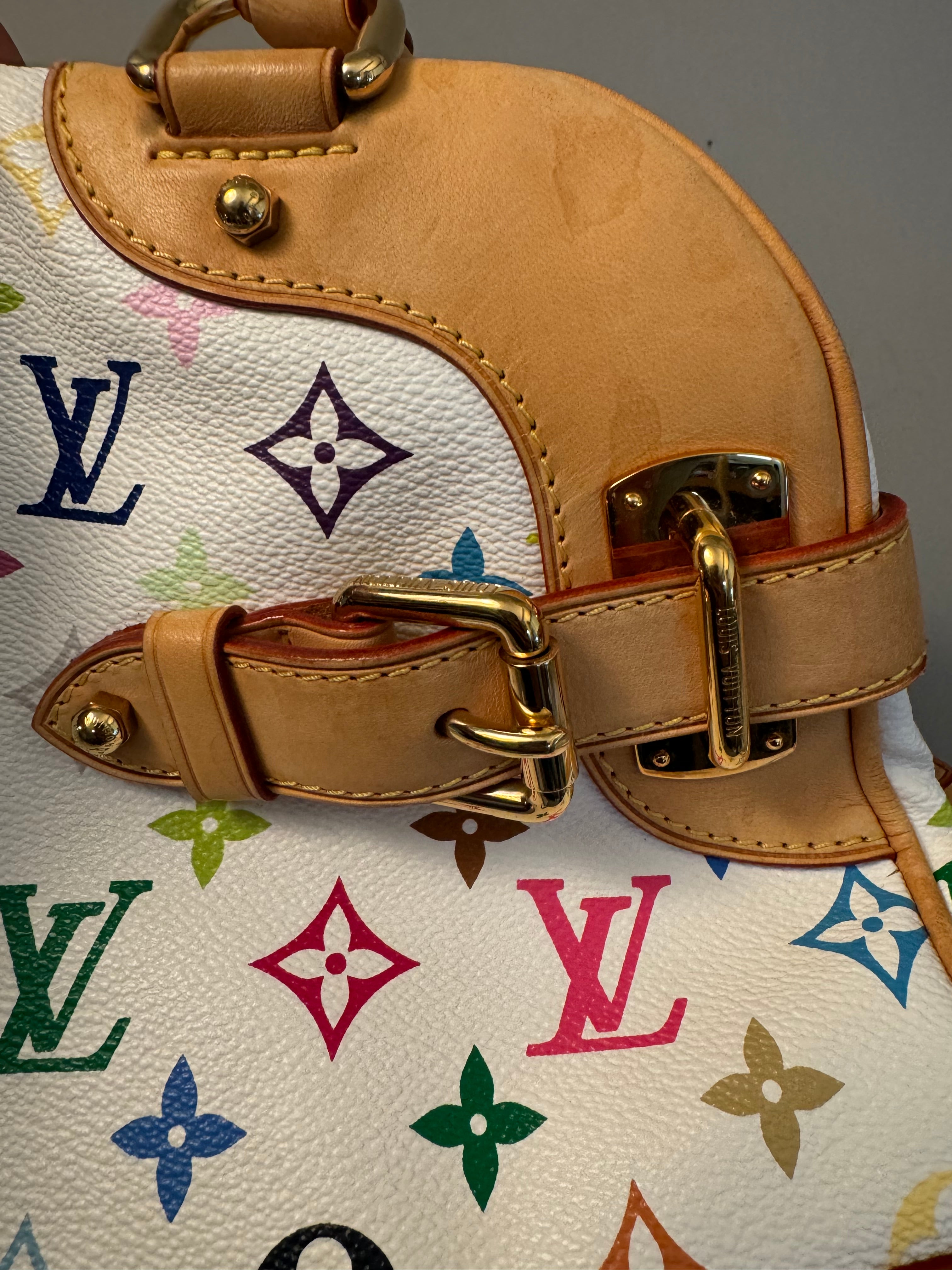 10255 Authentic Pre-Loved Louis Vuitton Claudia in White Multicolor Canvas