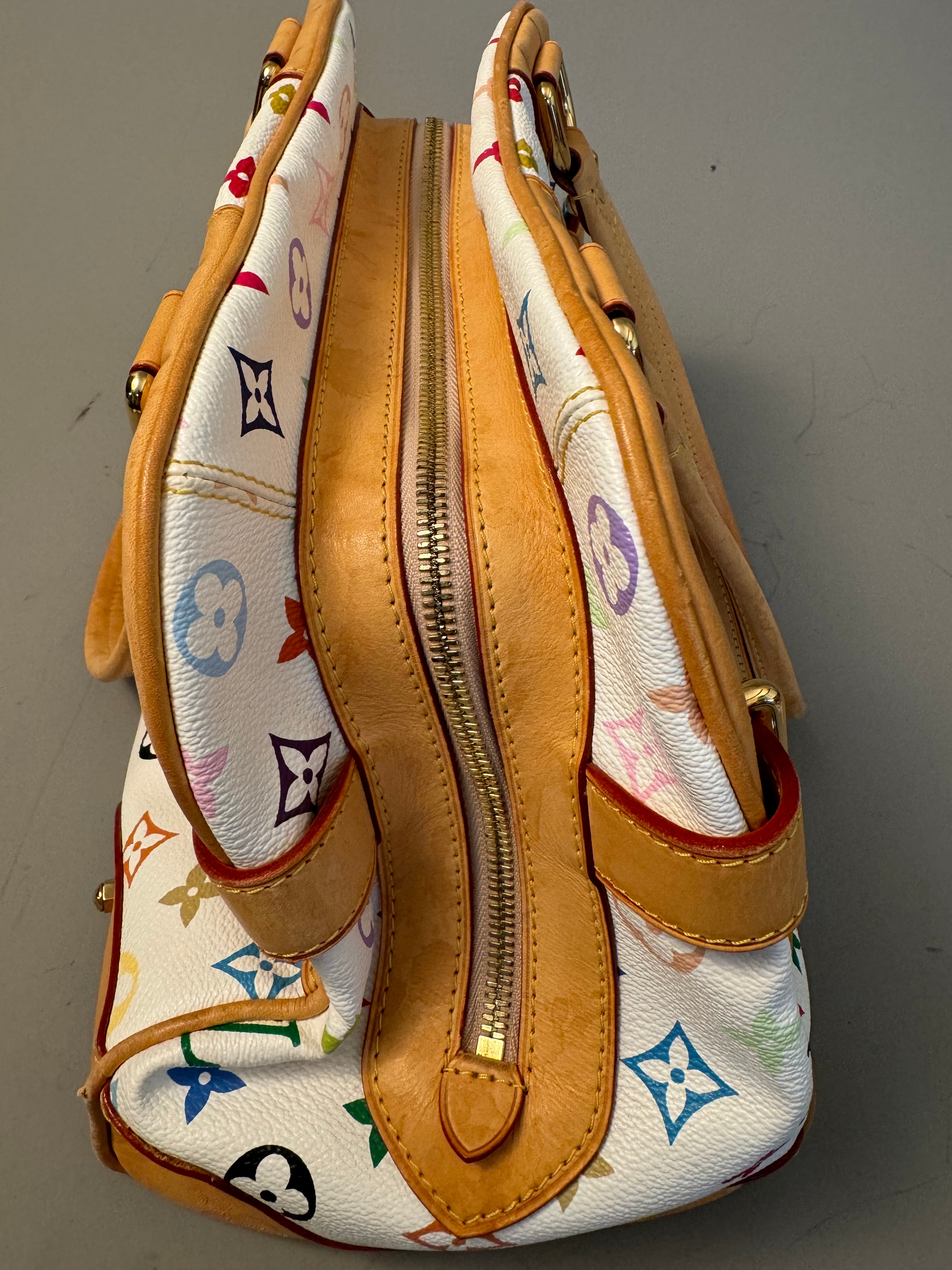 10255 Authentic Pre-Loved Louis Vuitton Claudia in White Multicolor Canvas