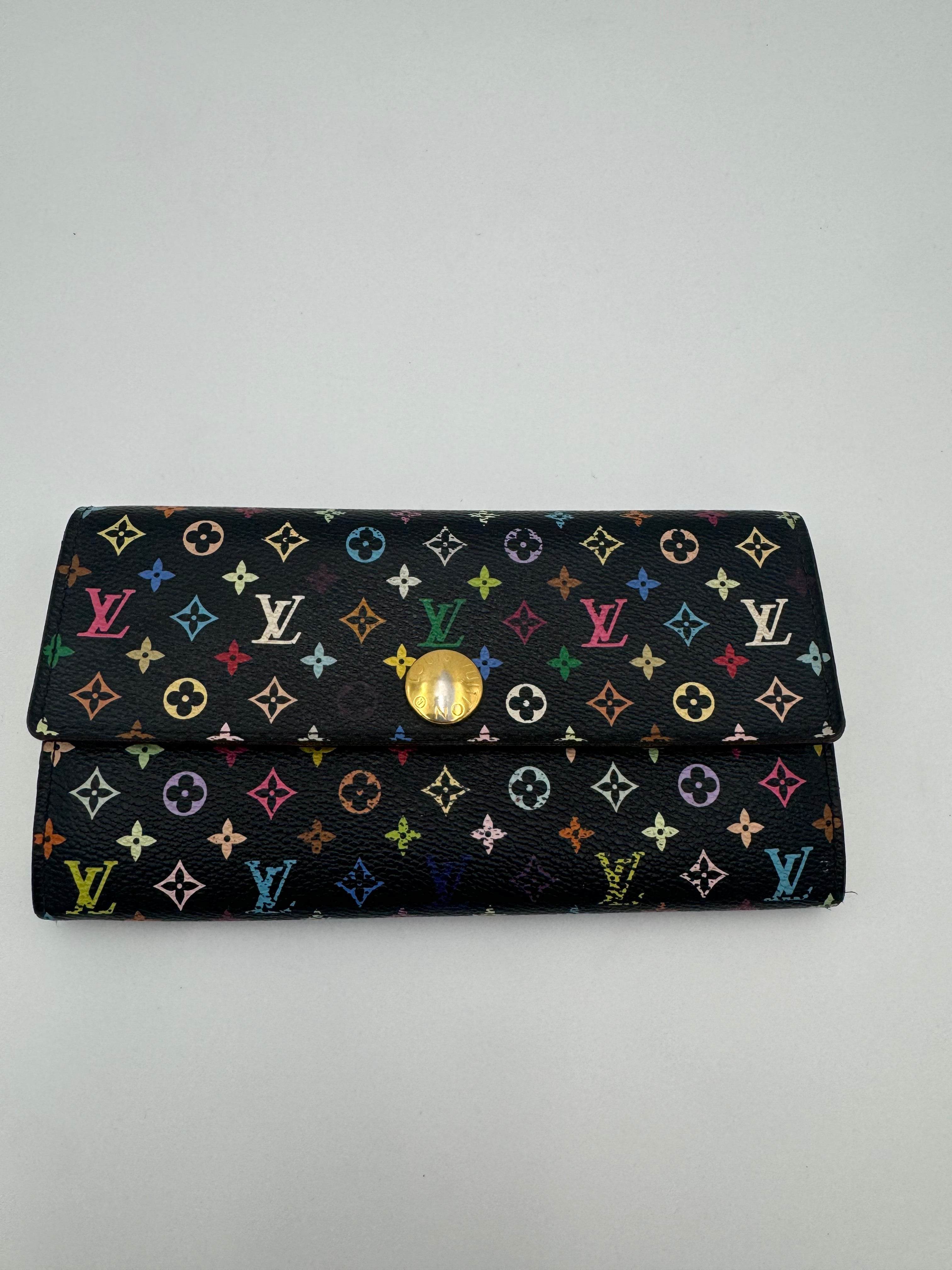 10307 Authentic Pre-loved Louis Vuitton Expandable Wallet in Black Multicolor Canvas