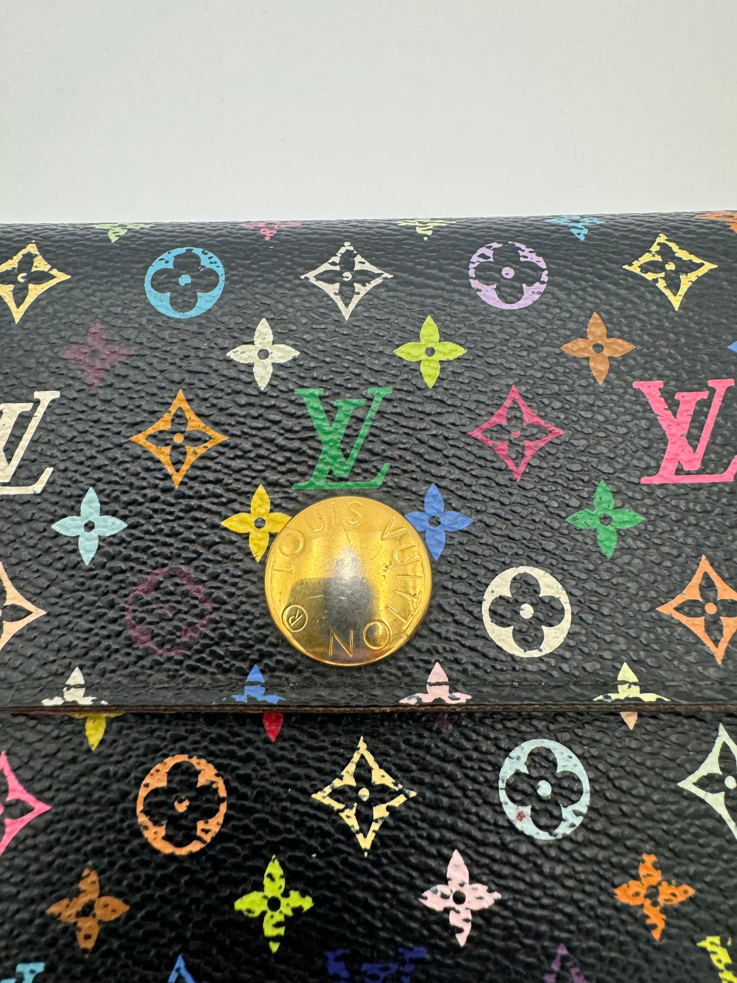 10307 Authentic Pre-loved Louis Vuitton Expandable Wallet in Black Multicolor Canvas