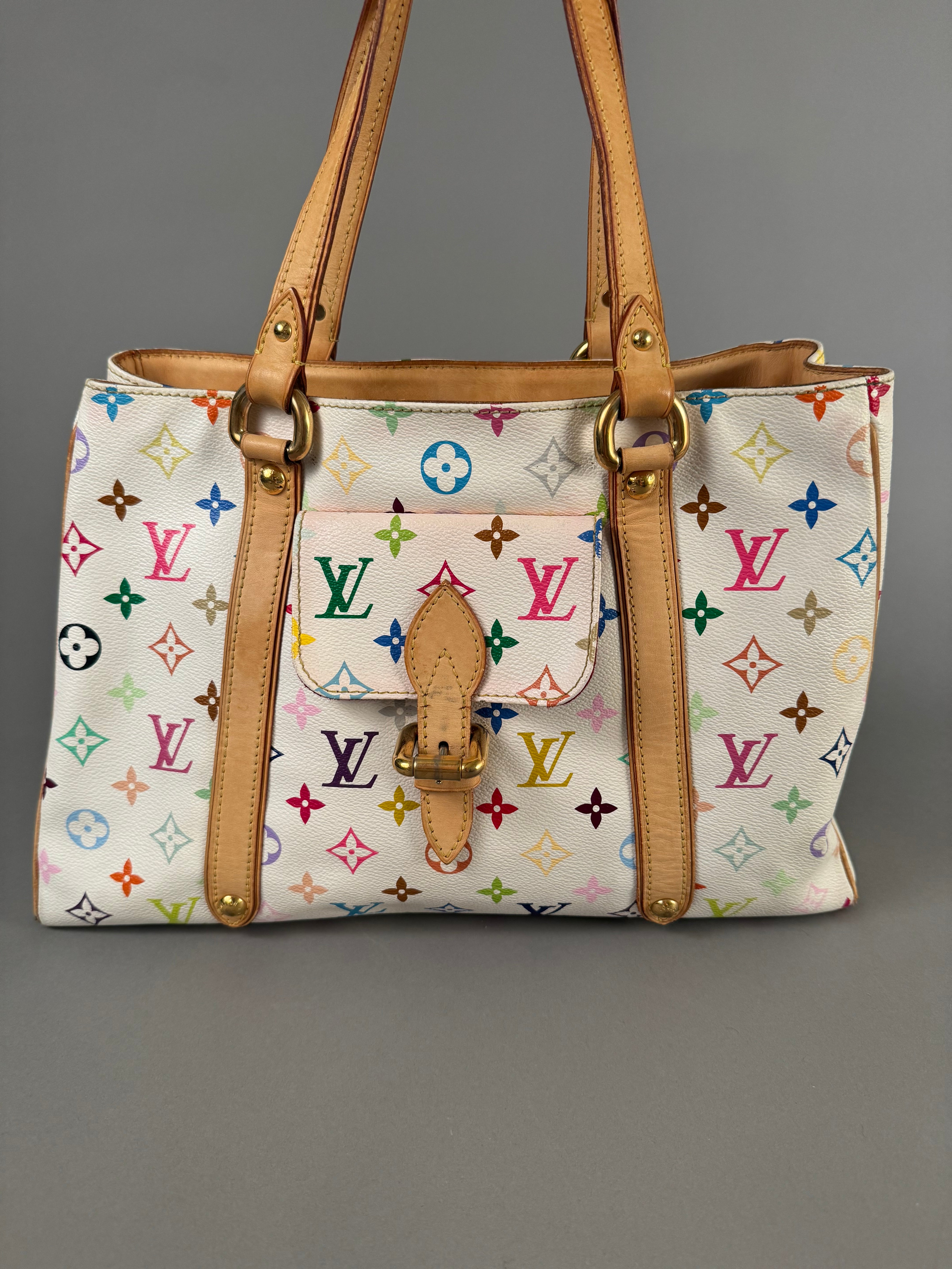 10151 Authentic Pre-loved Louis Vuitton Aurelia in White Multicolor Canvas