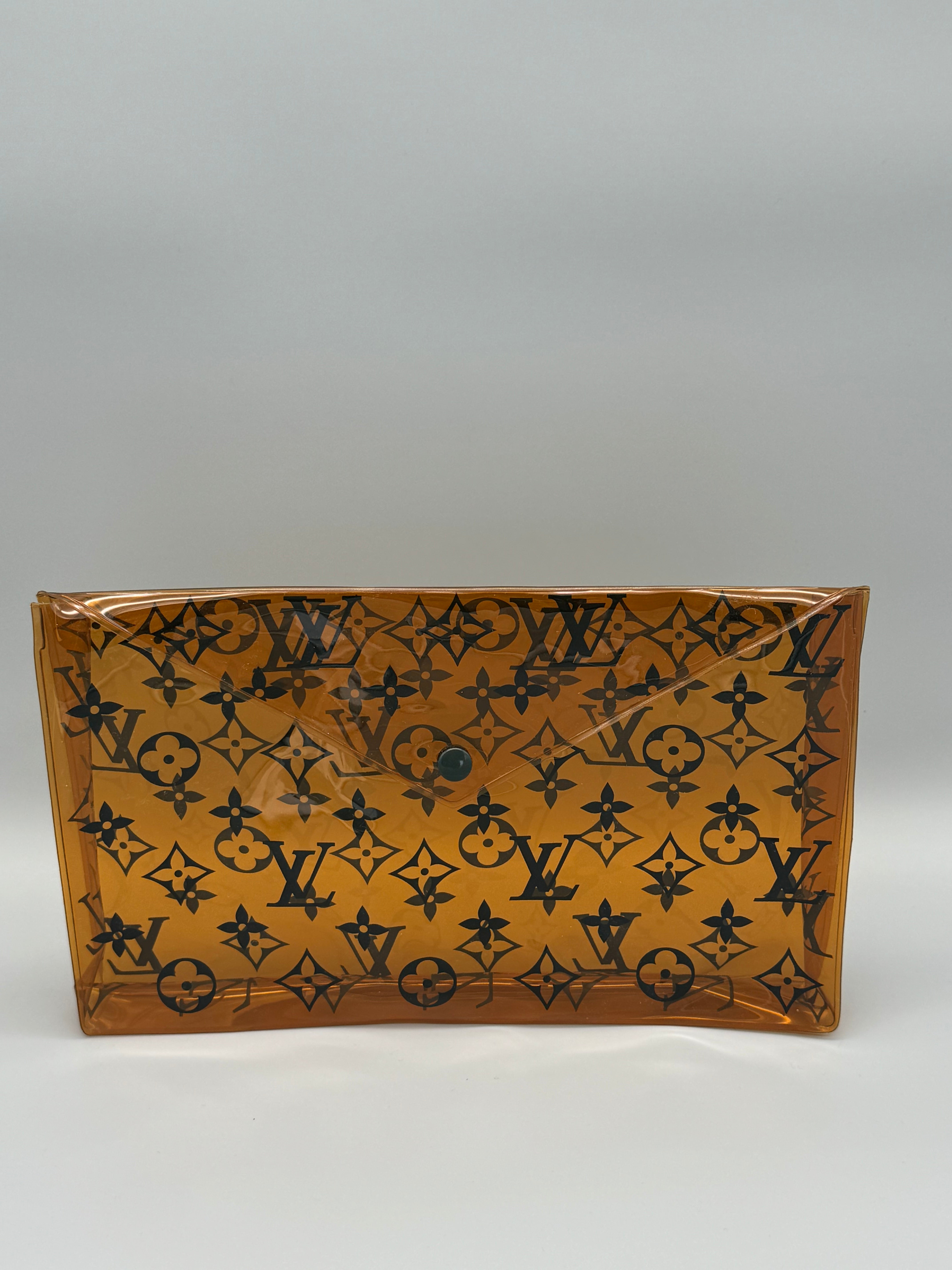 10029 Authentic Pre-loved Louis Vuitton PVC Orange Translucent Monogram Envelope RARE