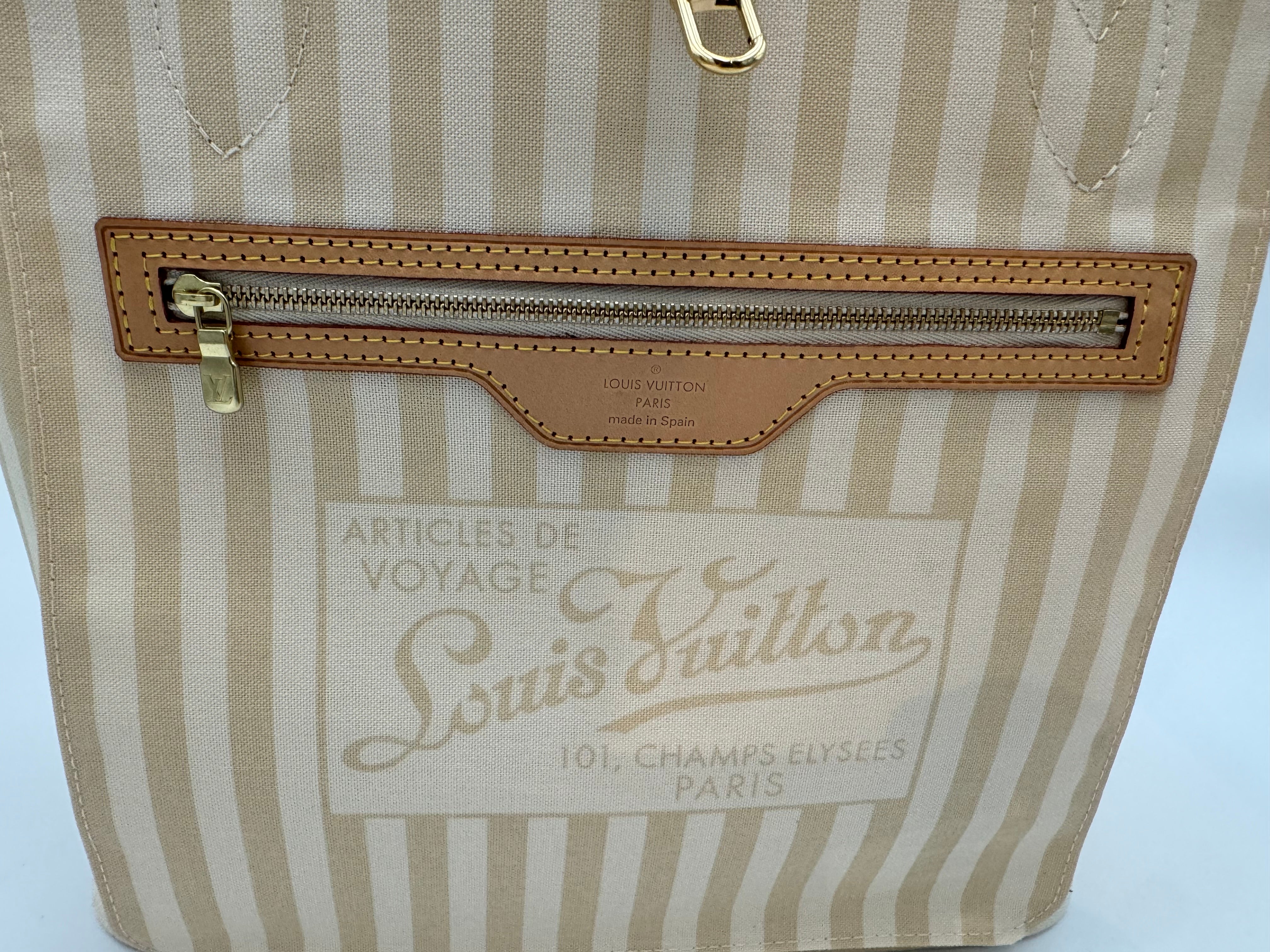 10202 Authentic Pre-Loved Louis Vuitton Limited Edition Neverfull MM in Rayures Canvas