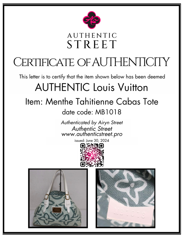 10063 Authentic Pre-Loved Louis Vuitton Menthe Cruise Line Tahitieene PM Tote